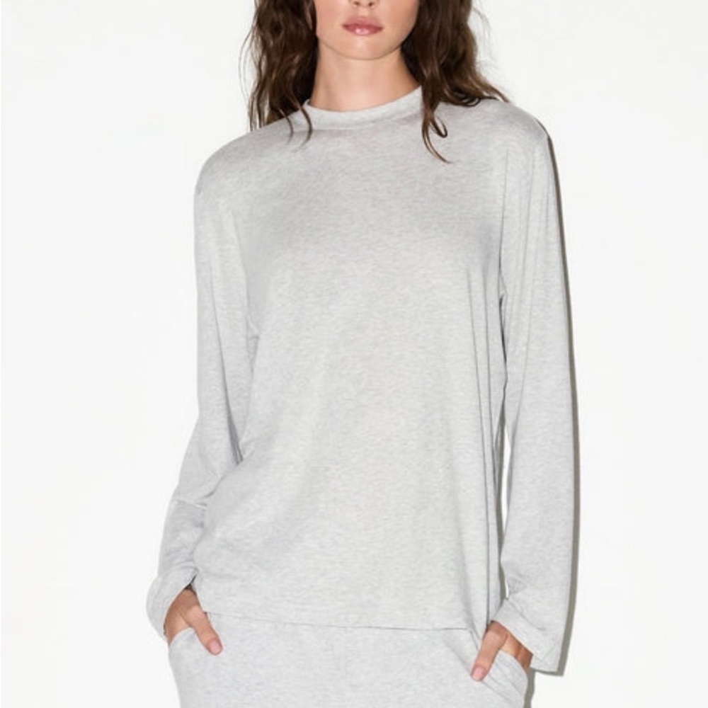 SKIMS Pink Boyfriend Long Sleeve Tee